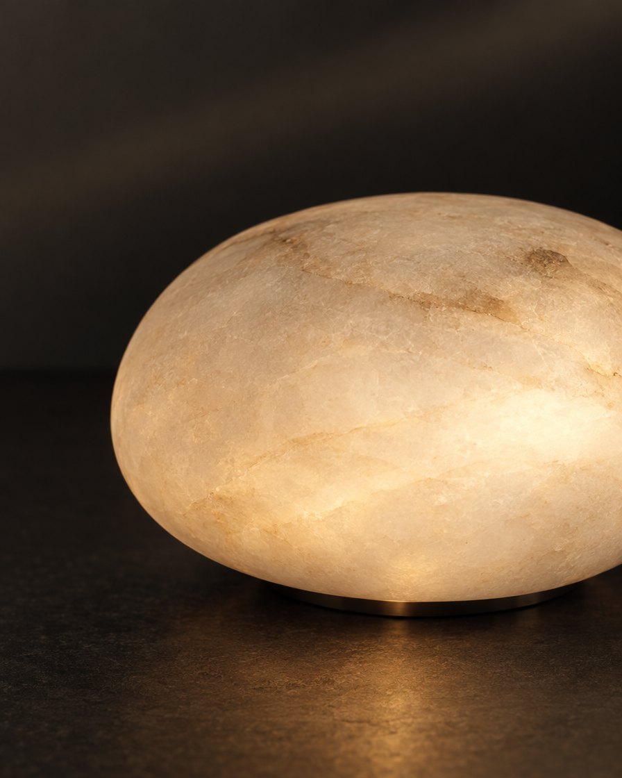 Sasso Cordless Stone Lamp — Ivory — detail