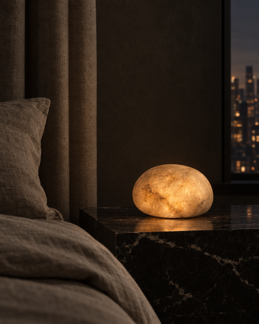 Sasso Cordless Stone Lamp — Umber — Lumenholm