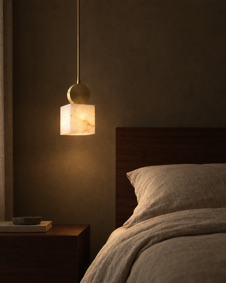 Mica Alabaster Pendant — Disc — Lumenholm