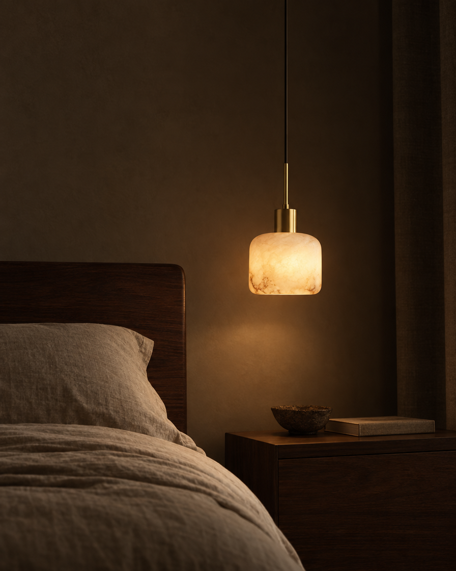 Mica Alabaster Pendant — Bell — Lumenholm