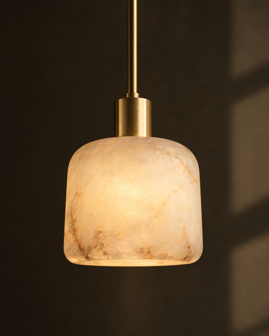 Mica Alabaster Pendant — Bell — detail