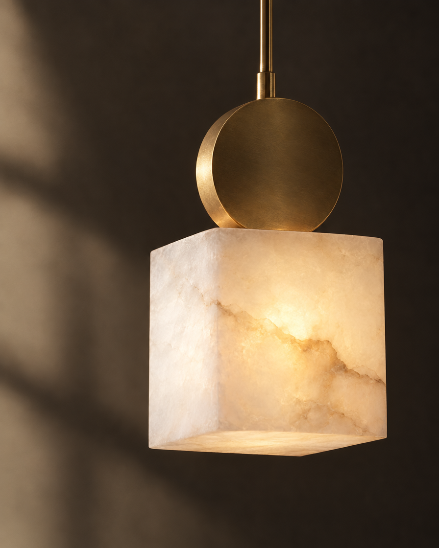 Mica Alabaster Pendant — Disc — detail