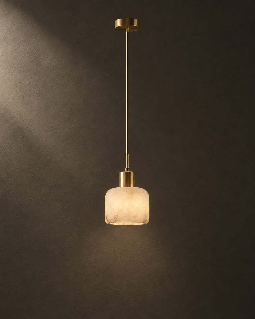 Mica Alabaster Pendant — Bell — studio