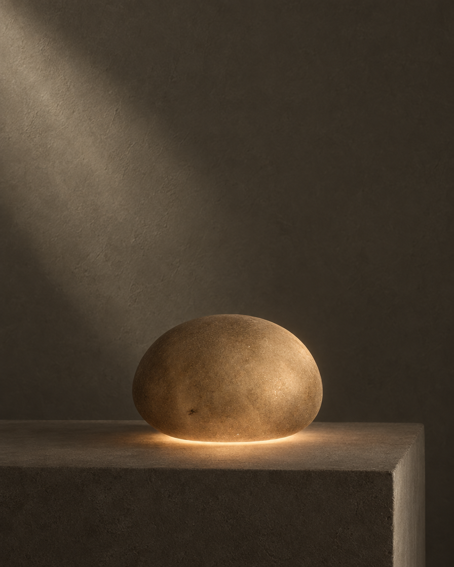 Sasso Cordless Stone Lamp — Umber — studio