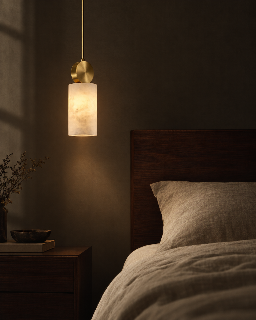 Mica Alabaster Pendant — Column — Lumenholm