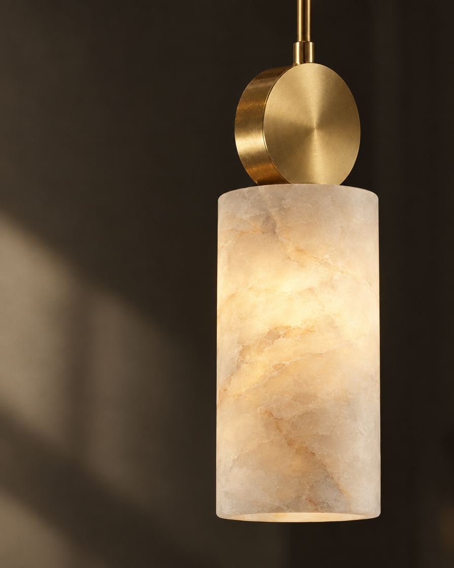 Mica Alabaster Pendant — Column — detail