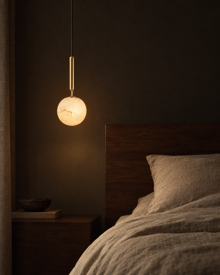 Mica Alabaster Pendant — Globe — Lumenholm
