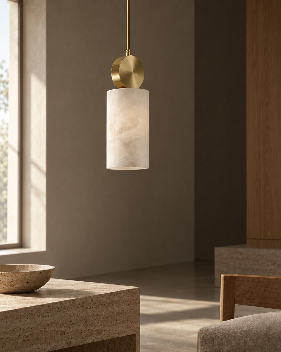 Mica Alabaster Pendant — Column — daylight