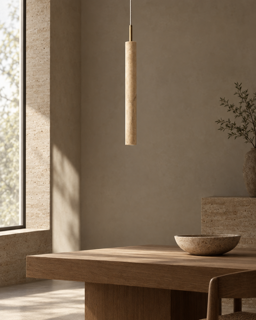 Stelo Slim Marble Pendant — daylight